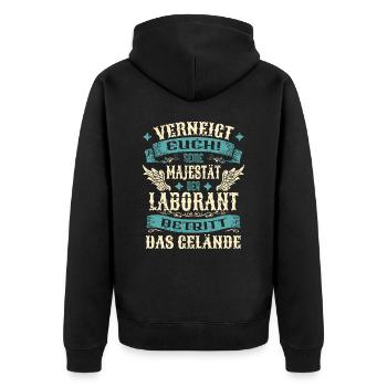Laborant Geschenk Lustige Sprüche - Unisex Premium Bio Zip Hoodie - Schwarz - Hinten - Nico (187cm)