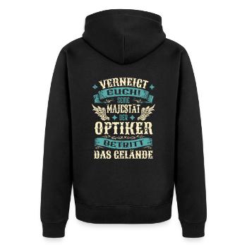 Optiker Geschenk Lustige Sprüche - Unisex Premium Bio Zip Hoodie - Schwarz - Hinten - Nico (187cm)