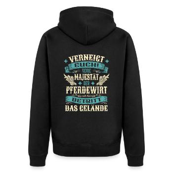 Pferdewirt Geschenk Lustige Sprüche - Unisex Premium Bio Zip Hoodie - Schwarz - Hinten - Nico (187cm)