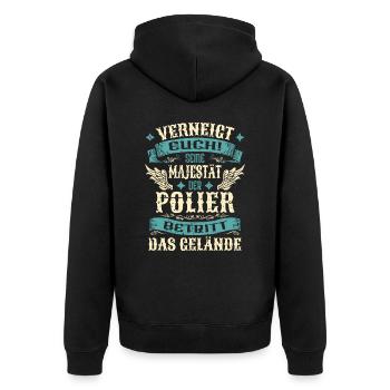 Polier Geschenk Lustige Sprüche - Unisex Premium Bio Zip Hoodie - Schwarz - Hinten - Nico (187cm)