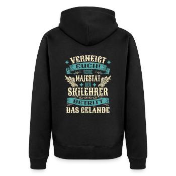 Skilehrer Geschenk Lustige Sprüche - Unisex Premium Bio Zip Hoodie - Schwarz - Hinten - Nico (187cm)