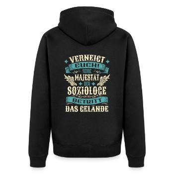 Soziologe Geschenk Lustige Sprüche - Unisex Premium Bio Zip Hoodie - Schwarz - Hinten - Nico (187cm)