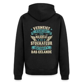 Stuckateur Geschenk Lustige Sprüche - Unisex Premium Bio Zip Hoodie - Schwarz - Hinten - Nico (187cm)