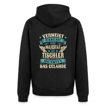 Tischler Geschenk Lustige Sprüche - Unisex Premium Bio Zip Hoodie - Schwarz - Hinten - Nico (187cm)