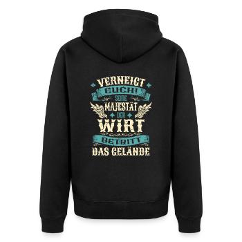 Wirt Geschenk Lustige Sprüche - Unisex Premium Bio Zip Hoodie - Schwarz - Hinten - Nico (187cm)