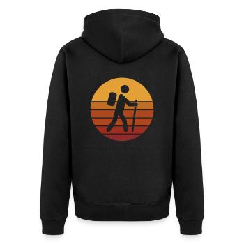 Wandern Hiking Geschenk Sprüche - Unisex Premium Bio Zip Hoodie - Schwarz - Hinten - Nico (187cm)