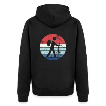 Wandern Hiking Geschenk Sprüche - Unisex Premium Bio Zip Hoodie - Schwarz - Hinten - Nico (187cm)