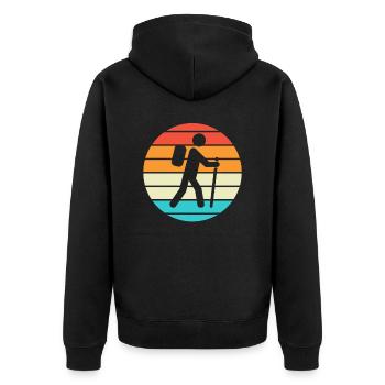 Wandern Hiking Geschenk Sprüche - Unisex Premium Bio Zip Hoodie - Schwarz - Hinten - Nico (187cm)