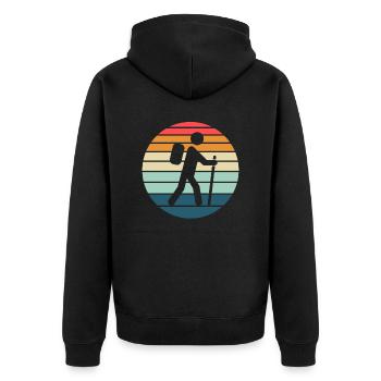 Wandern Hiking Geschenk Sprüche - Unisex Premium Bio Zip Hoodie - Schwarz - Hinten - Nico (187cm)