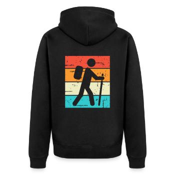 Wandern Hiking Geschenk Sprüche - Unisex Premium Bio Zip Hoodie - Schwarz - Hinten - Nico (187cm)