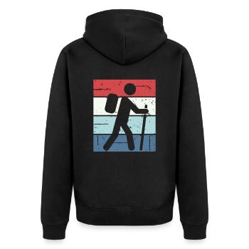 Wandern Hiking Geschenk Sprüche - Unisex Premium Bio Zip Hoodie - Schwarz - Hinten - Nico (187cm)