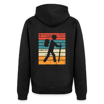 Wandern Hiking Geschenk Sprüche - Unisex Premium Bio Zip Hoodie - Schwarz - Hinten - Nico (187cm)
