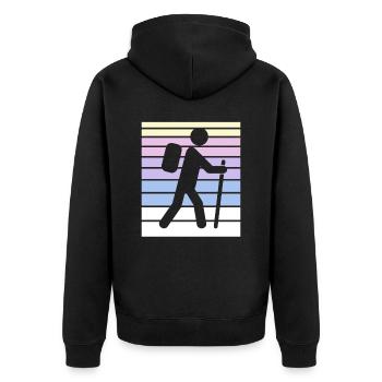 Wandern Hiking Geschenk Sprüche - Unisex Premium Bio Zip Hoodie - Schwarz - Hinten - Nico (187cm)