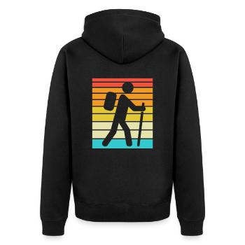 Wandern Hiking Geschenk Sprüche - Unisex Premium Bio Zip Hoodie - Schwarz - Hinten - Nico (187cm)