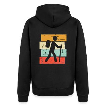 Wandern Hiking Geschenk Sprüche - Unisex Premium Bio Zip Hoodie - Schwarz - Hinten - Nico (187cm)