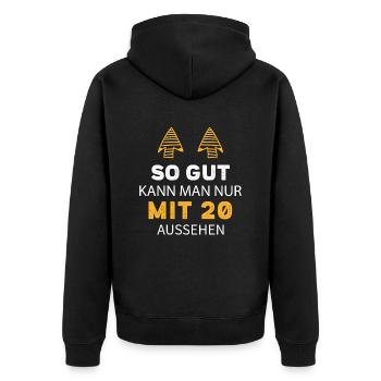 20 Geburtstag Geschenk Sprüche Lustig - Unisex Premium Bio Zip Hoodie - Schwarz - Hinten - Nico (187cm)