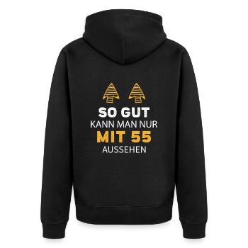 55 Geburtstag Geschenk Sprüche Lustig - Unisex Premium Bio Zip Hoodie - Schwarz - Hinten - Nico (187cm)