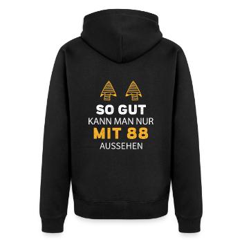 88 Geburtstag Geschenk Sprüche Lustig - Unisex Premium Bio Zip Hoodie - Schwarz - Hinten - Nico (187cm)