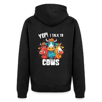 Kuh Geschenk Kühe Landwirt Bauer Geburtstag - Unisex Premium Bio Zip Hoodie - Schwarz - Hinten - Nico (187cm)