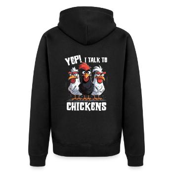 Hühner Geschenk Huhn Sprüche Geburtstag - Unisex Premium Bio Zip Hoodie - Schwarz - Hinten - Nico (187cm)