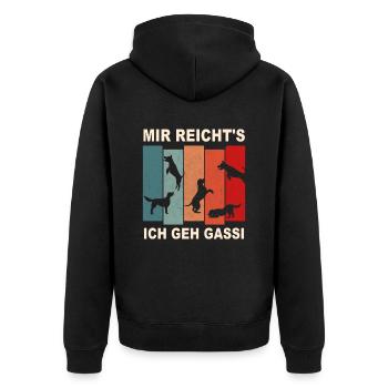 Hund Sprüche Geschenk Gassi Gehen Hunde - Unisex Premium Bio Zip Hoodie - Schwarz - Hinten - Nico (187cm)