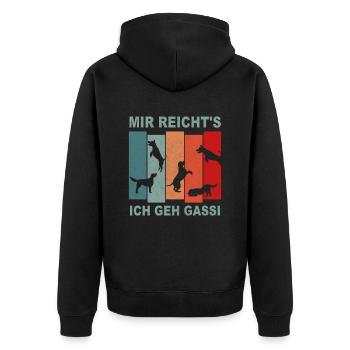 Hund Sprüche Geschenk Gassi Gehen Hunde - Unisex Premium Bio Zip Hoodie - Schwarz - Hinten - Nico (187cm)
