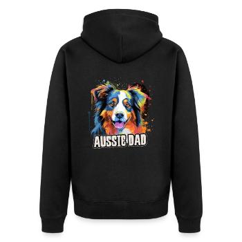 Australian Shepherd Hund Aussie Geschenk Spruch - Unisex Premium Bio Zip Hoodie - Schwarz - Hinten - Nico (187cm)