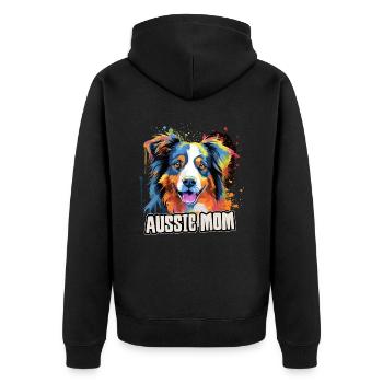 Australian Shepherd Hund Aussie Geschenk Spruch - Unisex Premium Bio Zip Hoodie - Schwarz - Hinten - Nico (187cm)