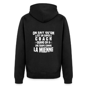 Un Super Coach Cadeau Entraîneur Sportif Humour - Veste à capuche bio Premium Unisexe - noir - Dos - Nico (187cm)