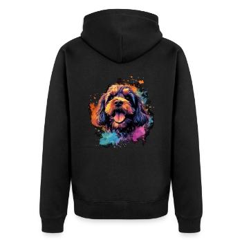 Cavapoo Dog Gift Saying - Unisex Premium Organic Zip Hoodie - black - Back - Nico (187cm)