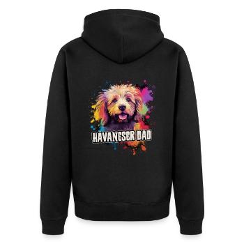 Havaneser Hund Geschenk Spruch - Unisex Premium Bio Zip Hoodie - Schwarz - Hinten - Nico (187cm)
