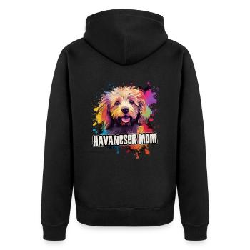 Havaneser Hund Geschenk Spruch - Unisex Premium Bio Zip Hoodie - Schwarz - Hinten - Nico (187cm)