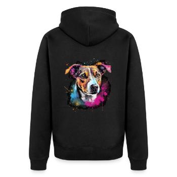 Jack Russel Hund Geschenk Spruch - Unisex Premium Bio Zip Hoodie - Schwarz - Hinten - Nico (187cm)