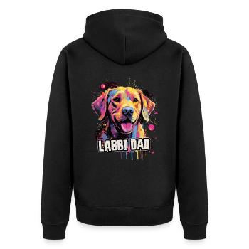 Labbi Hund Geschenk Spruch - Unisex Premium Bio Zip Hoodie - Schwarz - Hinten - Nico (187cm)