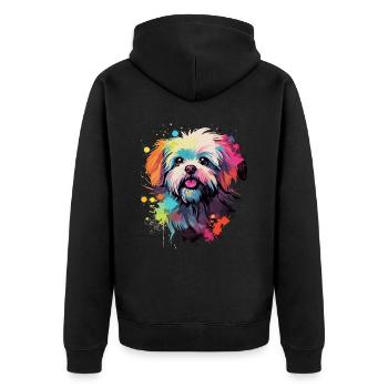 Maltese Dog Gift Saying - Unisex Premium Organic Zip Hoodie - black - Back - Nico (187cm)