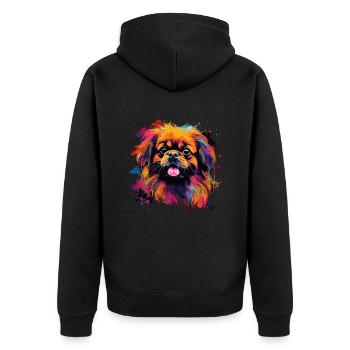 Chien Pékinois Cadeau Dire - Veste à capuche bio Premium Unisexe - noir - Dos - Nico (187cm)