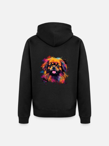 Chien Pékinois Cadeau Dire - Veste à capuche bio Premium Unisexe - noir