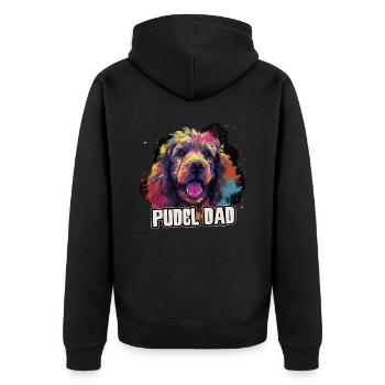 Pudel Hund Geschenk Spruch - Unisex Premium Bio Zip Hoodie - Schwarz - Hinten - Nico (187cm)