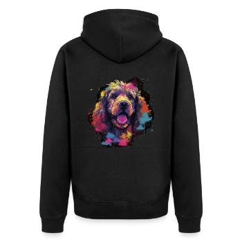 Pudel Hund Geschenk Spruch - Unisex Premium Bio Zip Hoodie - Schwarz - Hinten - Nico (187cm)