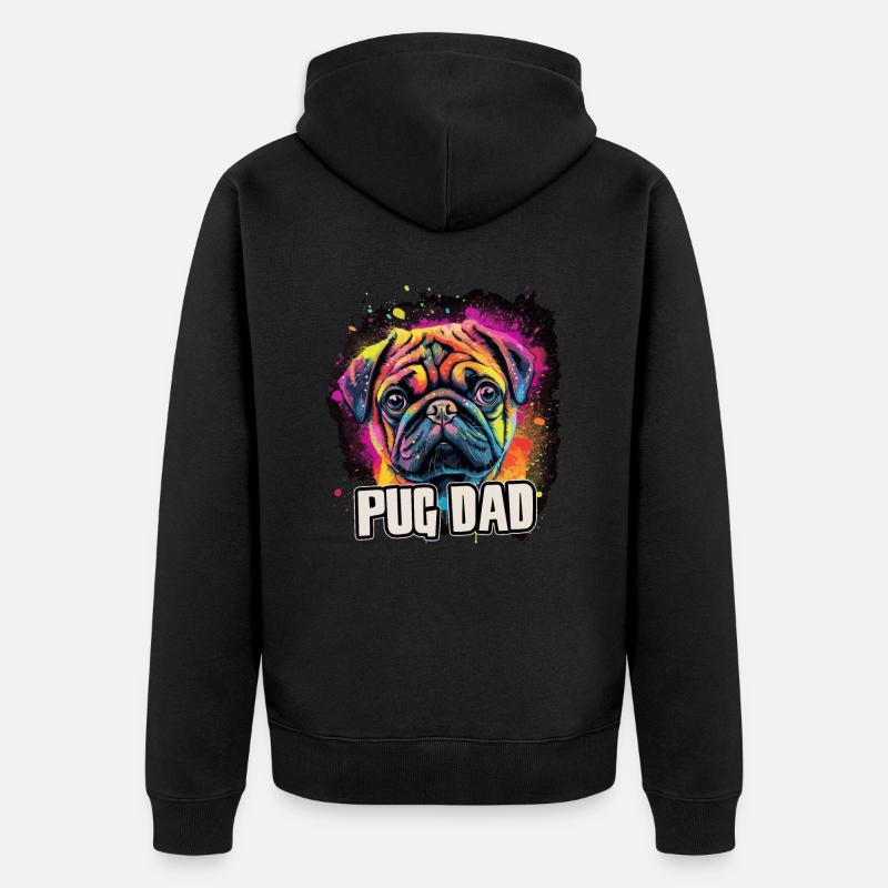 Pug Mops Hund Geschenk Spruch - Unisex Premium Bio Zip Hoodie - Schwarz
