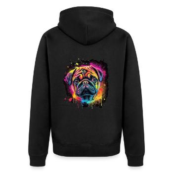 Pug Pug Dog Gift Saying - Unisex Premium Organic Zip Hoodie - black - Back - Nico (187cm)
