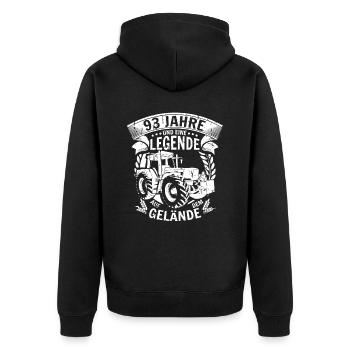 Landwirt Geschenk 93. Geburtstag 93 Jahre - Unisex Premium Bio Zip Hoodie - Schwarz - Hinten - Nico (187cm)