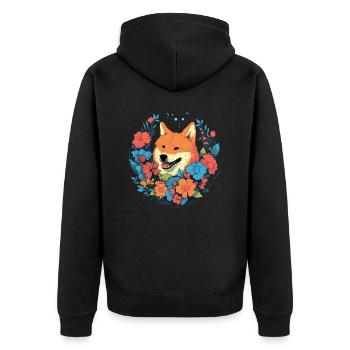 Akita Hund Geschenk - Unisex Premium Bio Zip Hoodie - Schwarz - Hinten - Nico (187cm)