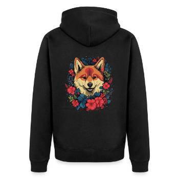 Akita Hund Geschenk - Unisex Premium Bio Zip Hoodie - Schwarz - Hinten - Nico (187cm)
