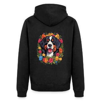 Cadeau de chien de montagne bernois - Veste à capuche bio Premium Unisexe - noir - Dos - Nico (187cm)