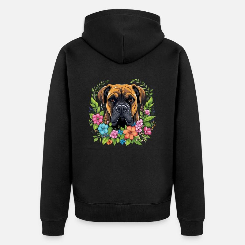 Boxer Hund Geschenk - Unisex Premium Bio Zip Hoodie - Schwarz
