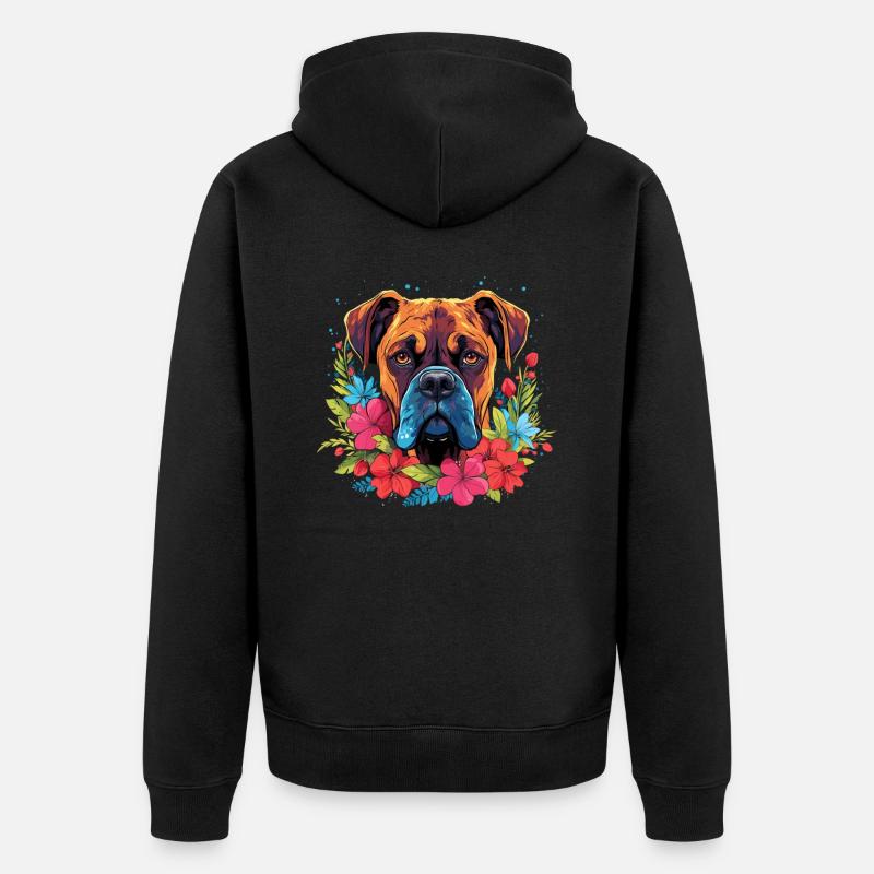 Cadeau Boxer Dog - Veste à capuche bio Premium Unisexe - noir