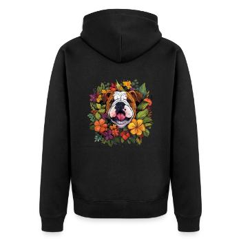 Englische Bulldogge Hund Geschenk - Unisex Premium Bio Zip Hoodie - Schwarz - Hinten - Nico (187cm)