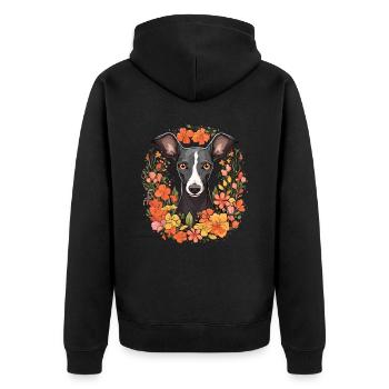Italian Greyhound Hund Geschenk - Unisex Premium Bio Zip Hoodie - Schwarz - Hinten - Nico (187cm)