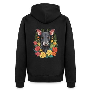 Italian Greyhound Hund Geschenk - Unisex Premium Bio Zip Hoodie - Schwarz - Hinten - Nico (187cm)